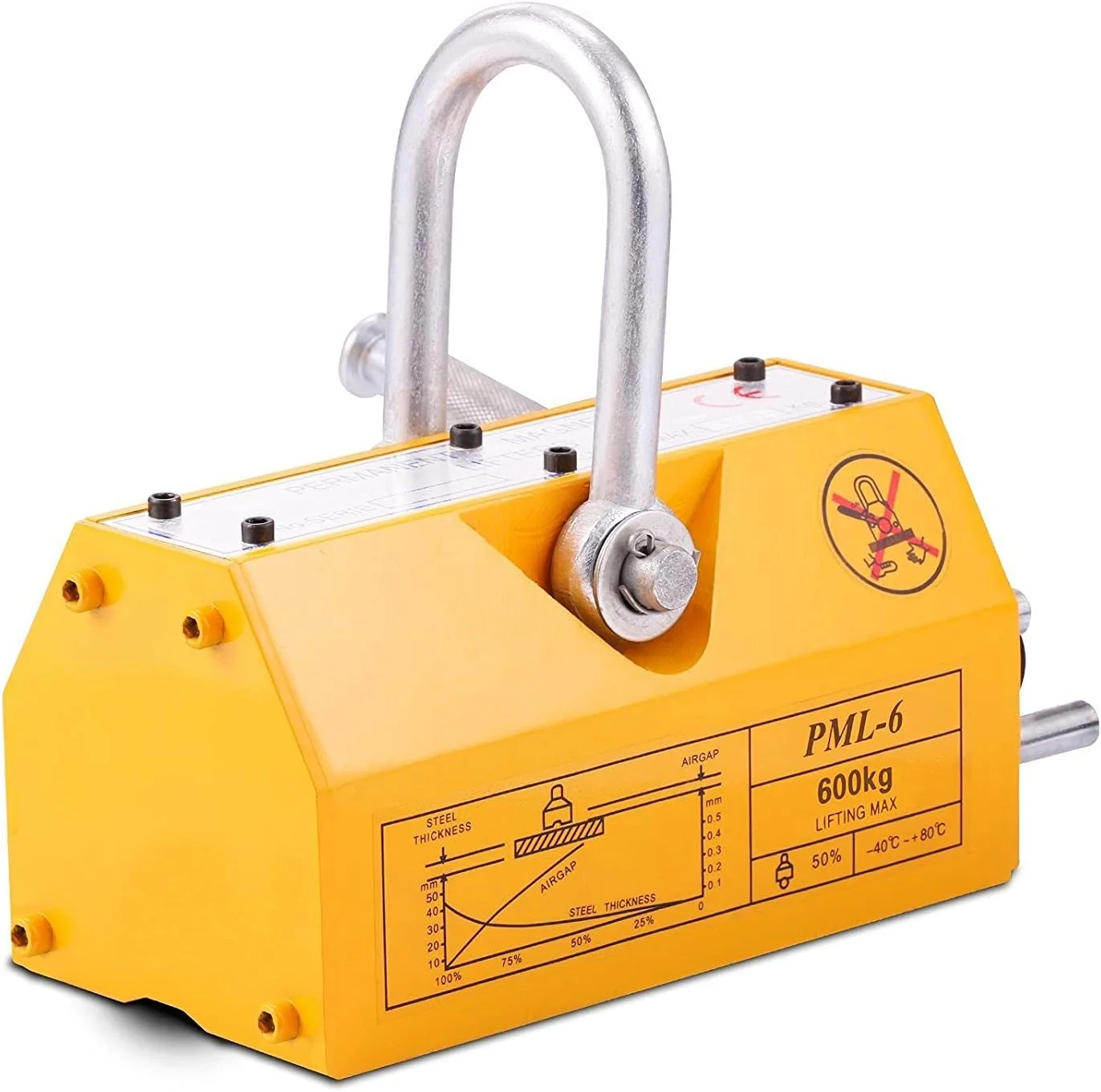 بالابر مغناطیسی فولادی RIMOAL با ظرفیت 600 کیلوگرم (1320 پوند) - آهنربای بالابر فلز نئودیمیوم - بالابر مغناطیسی سنگین برای کارگاه و جرثقیل