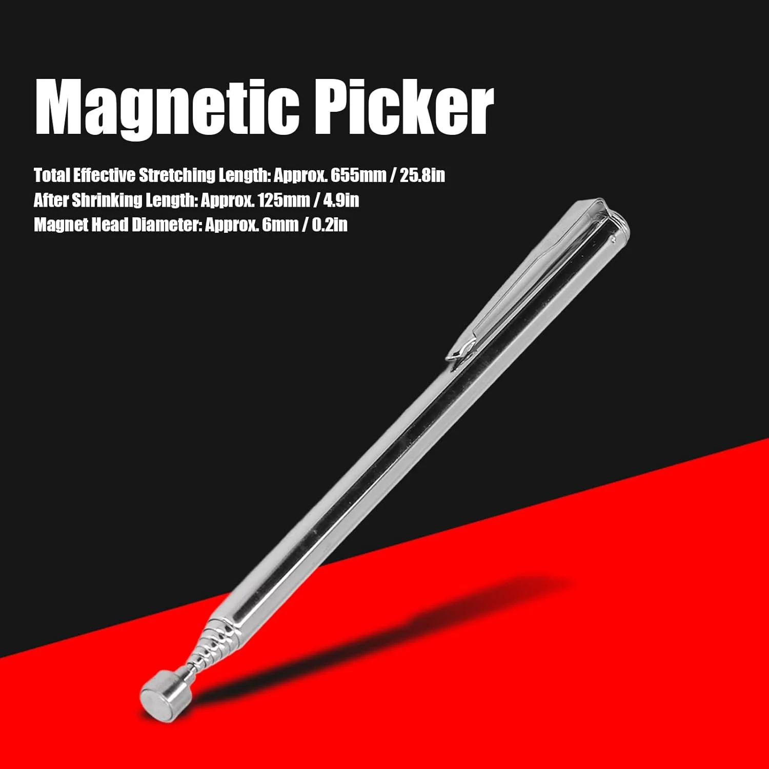 ابزار مغناطیسی جمع کننده قابل حمل، استیل ضد زنگ، سبک وزن، آهنربای تلسکوپی، قلم جمع کننده مغناطیسی جمع شونده برای کارخانه مونتاژ خودرو ابزار مغناطیسی جمع کننده قابل حمل، استیل ضد زنگ، سبک وزن، آهنربای تلسکوپی، قلم جمع کننده مغناطیسی جمع شونده برای کارخانه مونتاژ خودرو