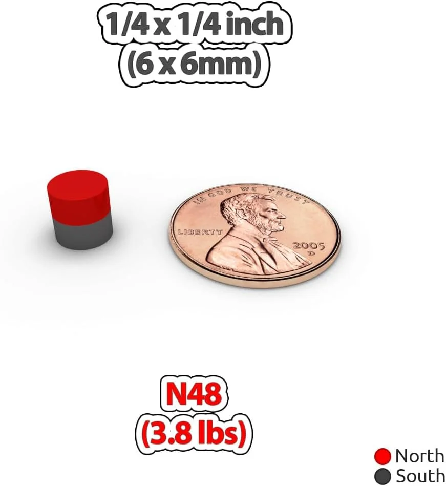 نگهدارنده مغناطیسی tElement، شامل 36 قطعه، چسبی، استوانه ای گرد 6 میلی متری با آهنرباهای 1/4 اینچی
