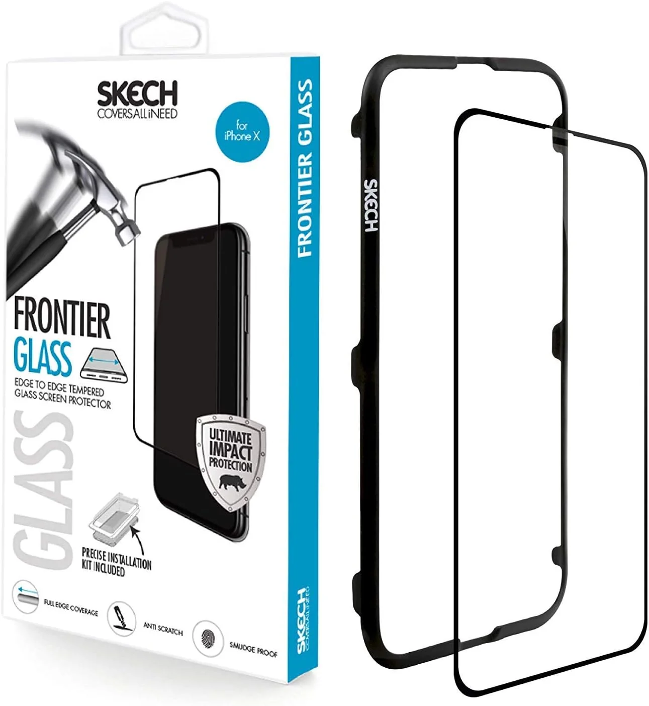 محافظ صفحه نمایش شیشه ای حرارت دیده کامل SKECH SK30-GLPF-1 اپل آیفون XR مدل Frontier 2.5D [ضد اثر انگشت | سختی 9H | لمس سه بعدی | ضد خرد شدن | لبه های گرد] مشکی