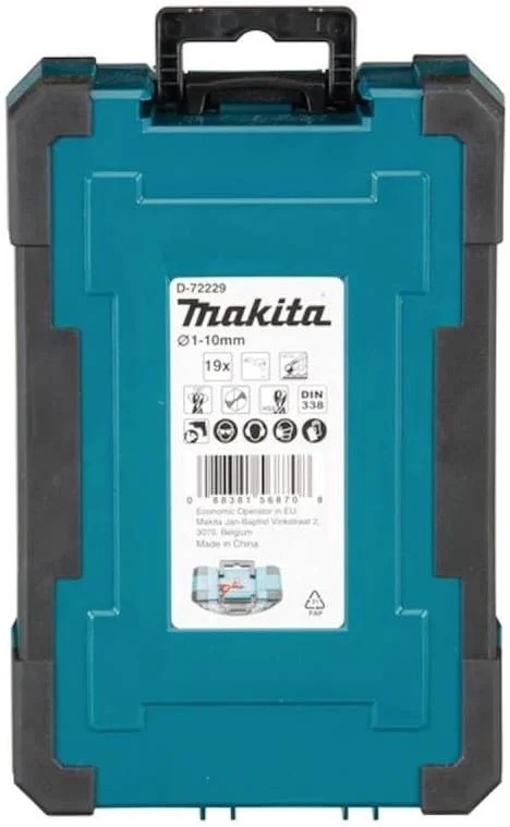 مجموعه مته فلز MAKITA D-72229 HSS-TiN، 1-10 میلی متر، 19 عددی