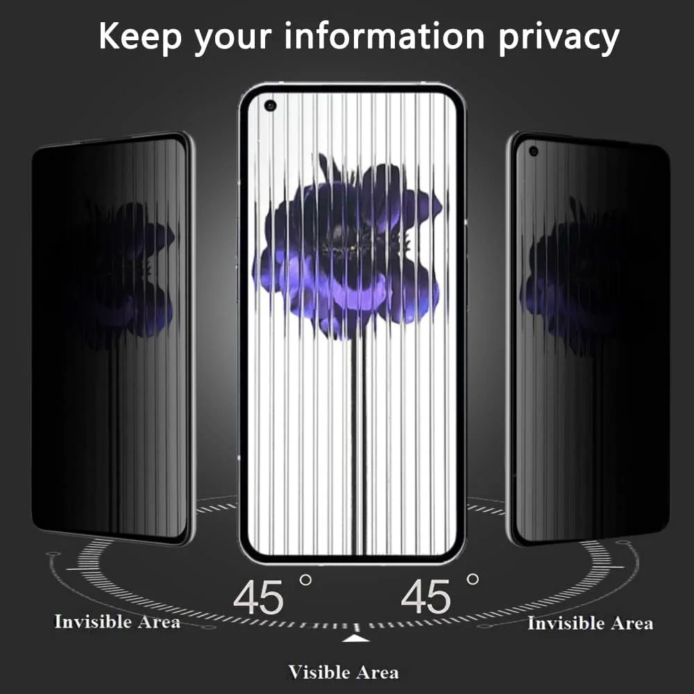 محافظ صفحه نمایش حریم خصوصی Muzz برای Nothing Phone 1، فیلم شیشه ای حرارت دیده ضد جاسوسی، سختی 9H، مقاوم در برابر خراش، محافظ صفحه نمایش شیشه ای حرارت دیده ضد جاسوسی بدون حباب برای Nothing Phone (1)