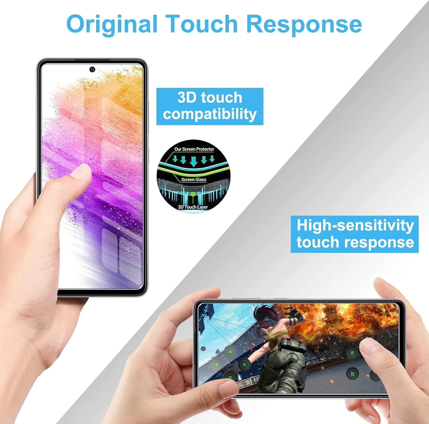 محافظ صفحه نمایش شیشه ای حرارت دیده 9H [بسته 2 عددی] T Tersely برای گوشی سامسونگ گلکسی A73 5G، سازگار با قاب، باز کردن قفل با اثر انگشت، ضد خش، فوق العاده شفاف