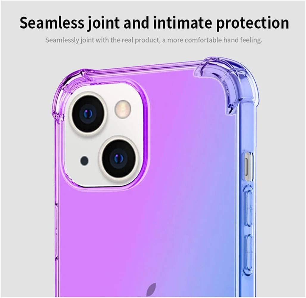 کاور RonRun برای اپل آیفون 13 (6.1 اینچ) به همراه 2 محافظ صفحه نمایش شیشه ای حرارت دیده، TPU ضد خش، رنگ градиент شفاف، پوشش محافظ صورتی طلایی