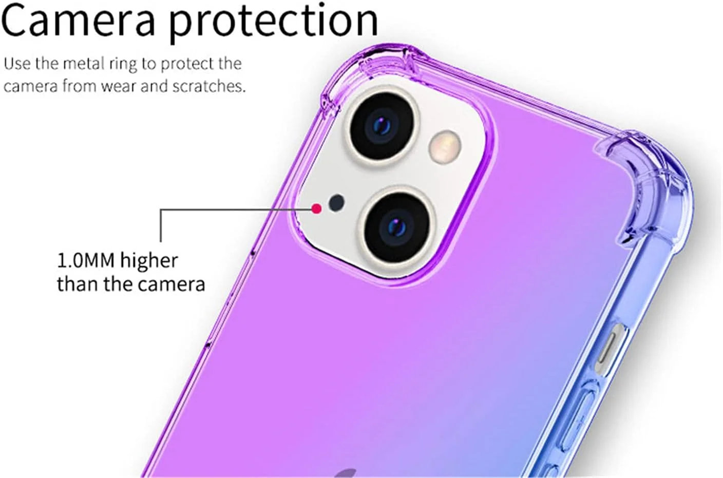 کاور RonRun برای اپل آیفون 13 (6.1 اینچ) به همراه 2 محافظ صفحه نمایش شیشه ای حرارت دیده، TPU ضد خش، رنگ градиент شفاف، پوشش محافظ صورتی طلایی