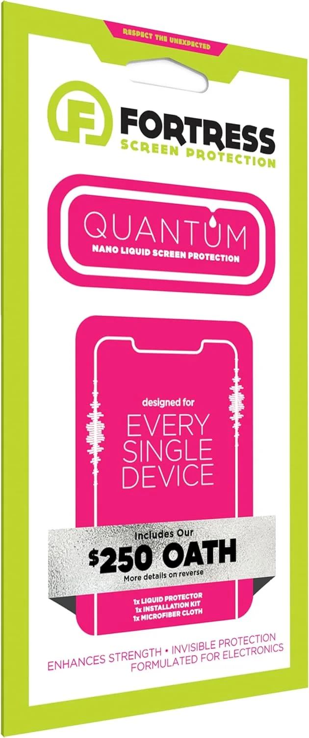 محافظ صفحه نمایش مایع یونیورسال Fortress Quantum با پوشش 250 دلاری دستگاه - سازگار با هر تلفن هوشمند (Apple iPhone 13/Pro/Pro Max) (Samsung Galaxy S21/S21+ Plus/Ultra/Note 20/Note 20 Ultra)