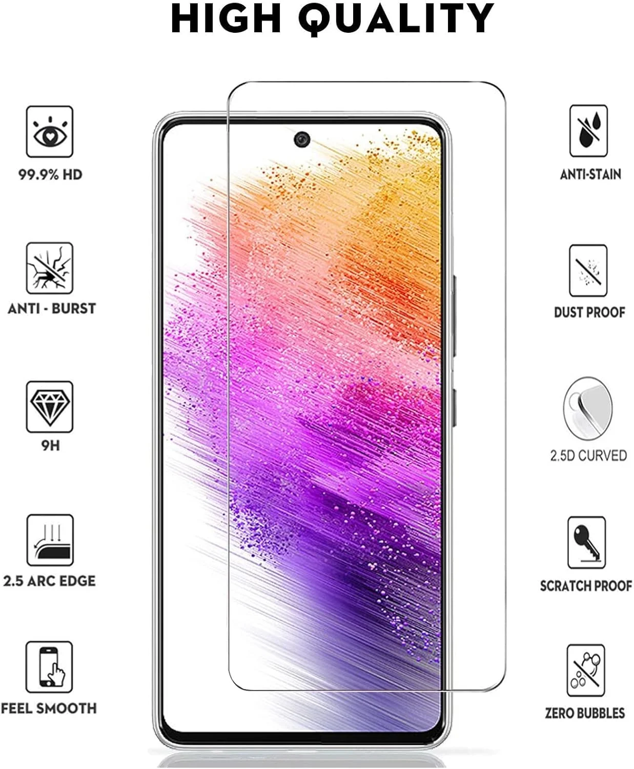 محافظ صفحه نمایش شیشه ای Muzz Samsung Galaxy A73 5G، ضد خش، سختی 9H، فیلم محافظ HD برای Galaxy A73 5G، شفاف محافظ صفحه نمایش شیشه ای Muzz Samsung Galaxy A73 5G، ضد خش، سختی 9H، فیلم محافظ HD برای Galaxy A73 5G، شفاف