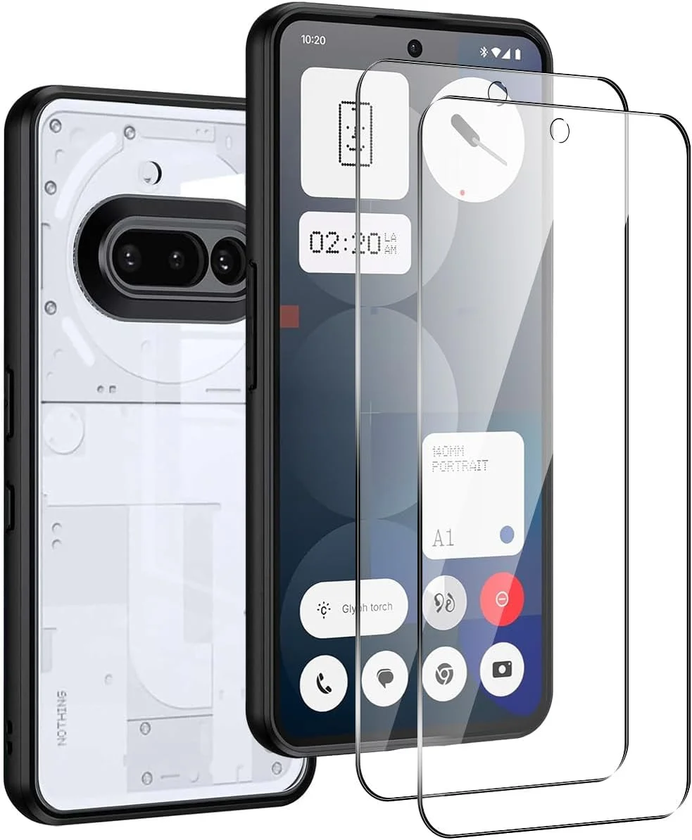 محافظ صفحه نمایش شیشه ای حرارت دیده 2 عددی T Tersely [3 در 1] برای Nothing Phone (3a)، با قاب شفاف فوق العاده باریک، فیلم ممتاز، ضد ضربه، سازگار با قاب، سختی 9H