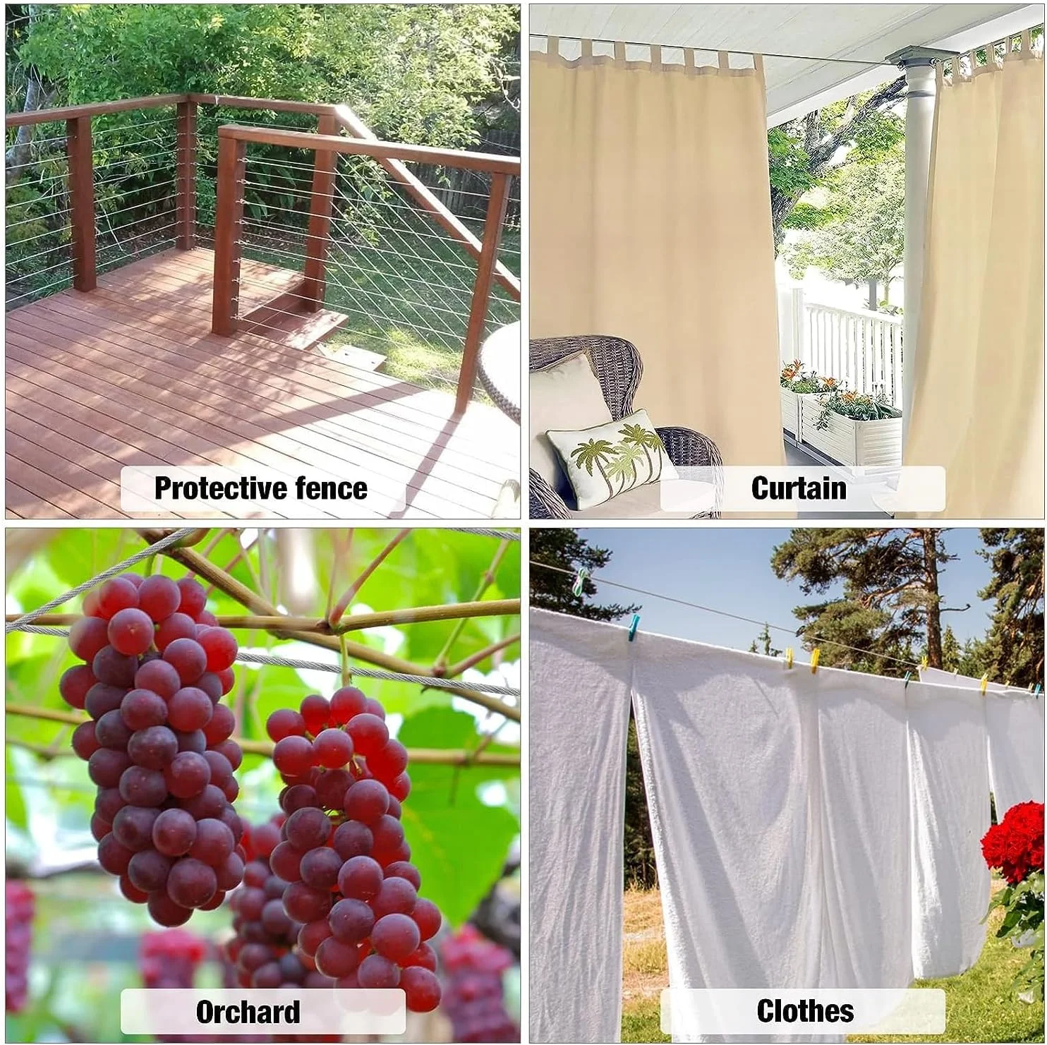 کیت آویز چراغ ریسه ای Azonee، سیم بکسل استیل 1/8 اینچی به طول 30 متر با روکش، همراه با مهارکش و قلاب برای سیستم نرده بالکن، آویز چراغ فضای باز، حصار باغ کیت آویز چراغ ریسه ای Azonee، سیم بکسل استیل 1/8 اینچی به طول 30 متر با روکش، همراه با مهارکش و قلاب برای سیستم نرده بالکن، آویز چراغ فضای باز، حصار باغ