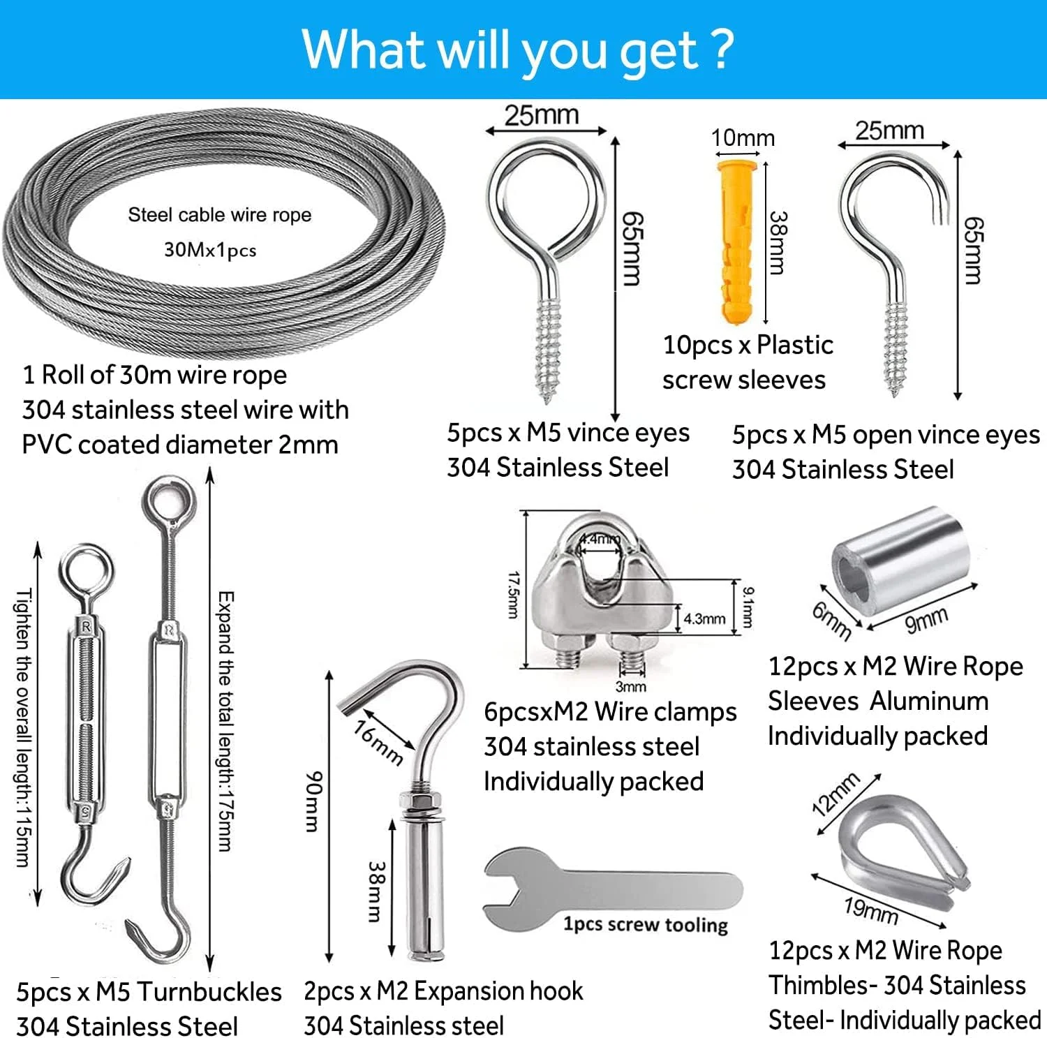 مجموعه مهارکش آزونی برای کابل های سیم بکسل داربست، کیت سیم بکسل استیل ضد زنگ 1/16 اینچ، کابل فلزی 100 فوتی با کشنده سیم برای سیستم آویز پرده سیمی، سیم لباس و کیت آویز چراغ های رشته ای مجموعه مهارکش آزونی برای کابل های سیم بکسل داربست، کیت سیم بکسل استیل ضد زنگ 1/16 اینچ، کابل فلزی 100 فوتی با کشنده سیم برای سیستم آویز پرده سیمی، سیم لباس و کیت آویز چراغ های رشته ای