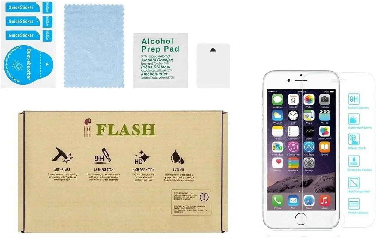 محافظ صفحه نمایش شیشه ای حرارت دیده شفاف iFlash HD سازگار با Apple iPhone 8 Plus و iPhone 7 Plus [5.5 اینچ] 2017، 2016