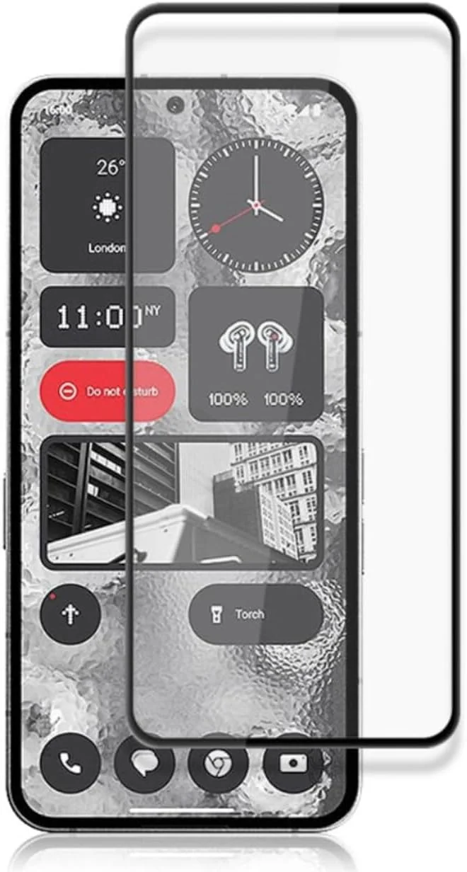محافظ صفحه نمایش Muzz Nothing Phone 2، چسب کامل، بدون حباب، ضد خش، ضد اثر انگشت، سختی 9H، لبه منحنی سه بعدی شیشه ای حرارت دیده برای Nothing Phone 2 (شیشه مشکی 5D)