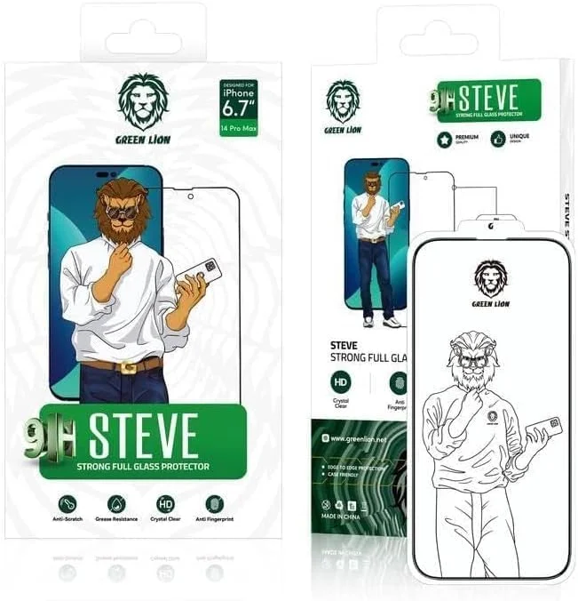 محافظ صفحه نمایش شیشه ای قوی تمام صفحه 9H Green Lion Steve برای آیفون 13/13 پرو/14، ضد اثر انگشت، ضد خش، بدون حباب، مقاوم در برابر چربی - شفاف محافظ صفحه نمایش شیشه ای قوی تمام صفحه 9H Green Lion Steve برای آیفون 13/13 پرو/14، ضد اثر انگشت، ضد خش، بدون حباب، مقاوم در برابر چربی - شفاف