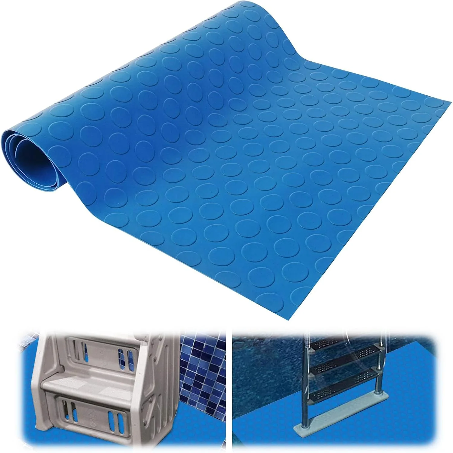 پد نردبان استخر بزرگ Azonee، 38x89 سانتی متر، پد محافظ پله استخر ضد لغزش برای لاینر و پله های استخرهای رو زمینی (بافت گرد)