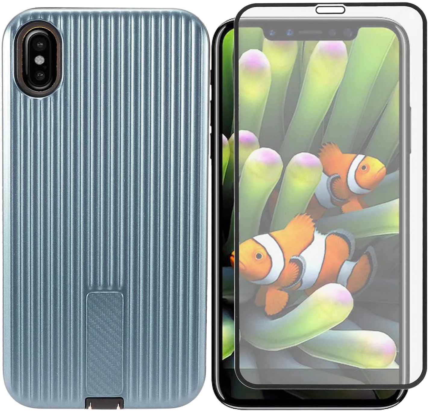 ایگل سل - مناسب برای اپل آیفون XR (6.1 اینچ) - قاب هایبرید + محافظ صفحه نمایش شیشه ای حرارت دیده - ZY5 سرمه ای