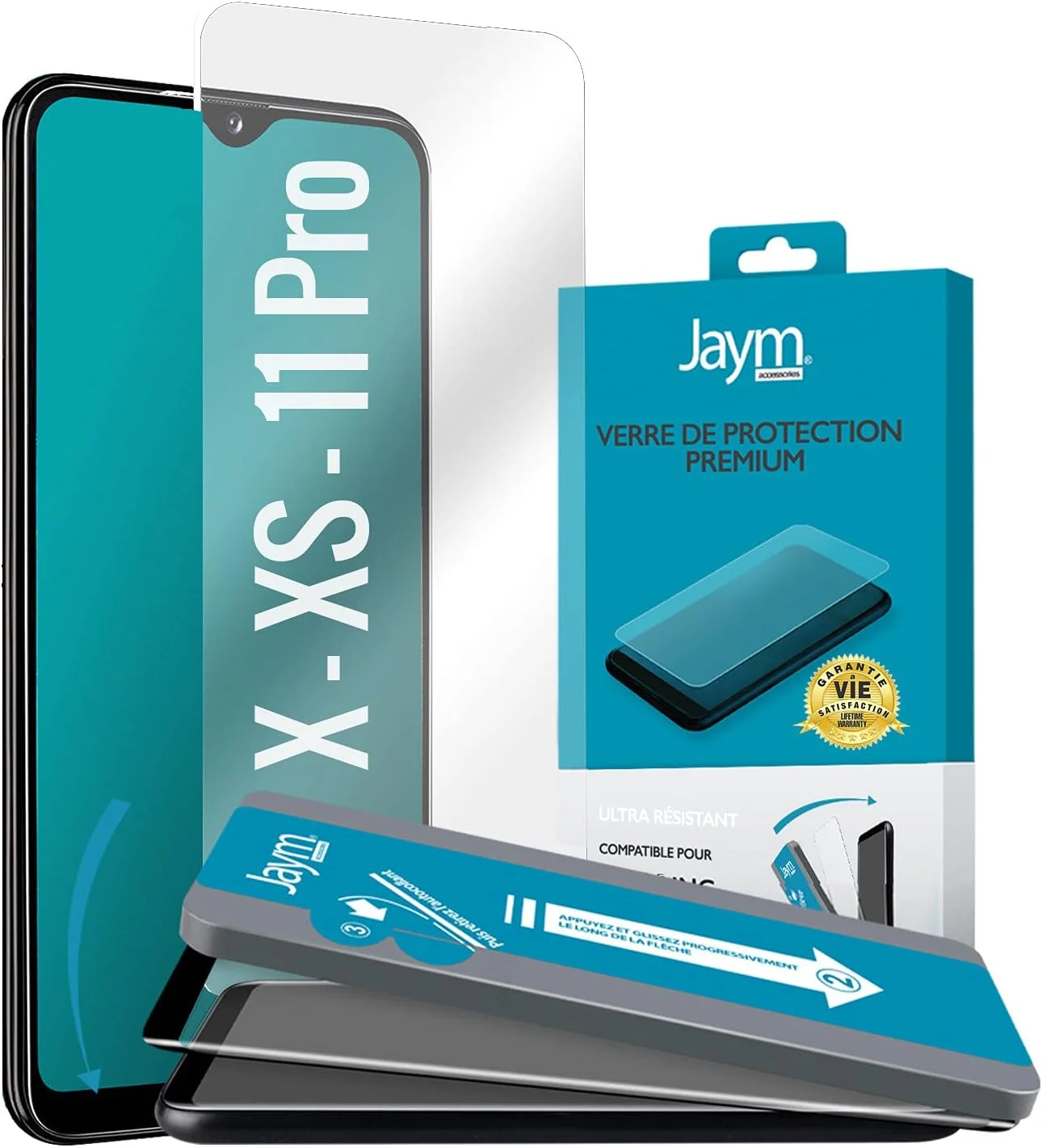 محافظ صفحه نمایش شیشه ای حرارت دیده 2.5D پریمیوم Jaym به همراه اپلیکاتور برای Apple iPhone X/XS/1 Pro