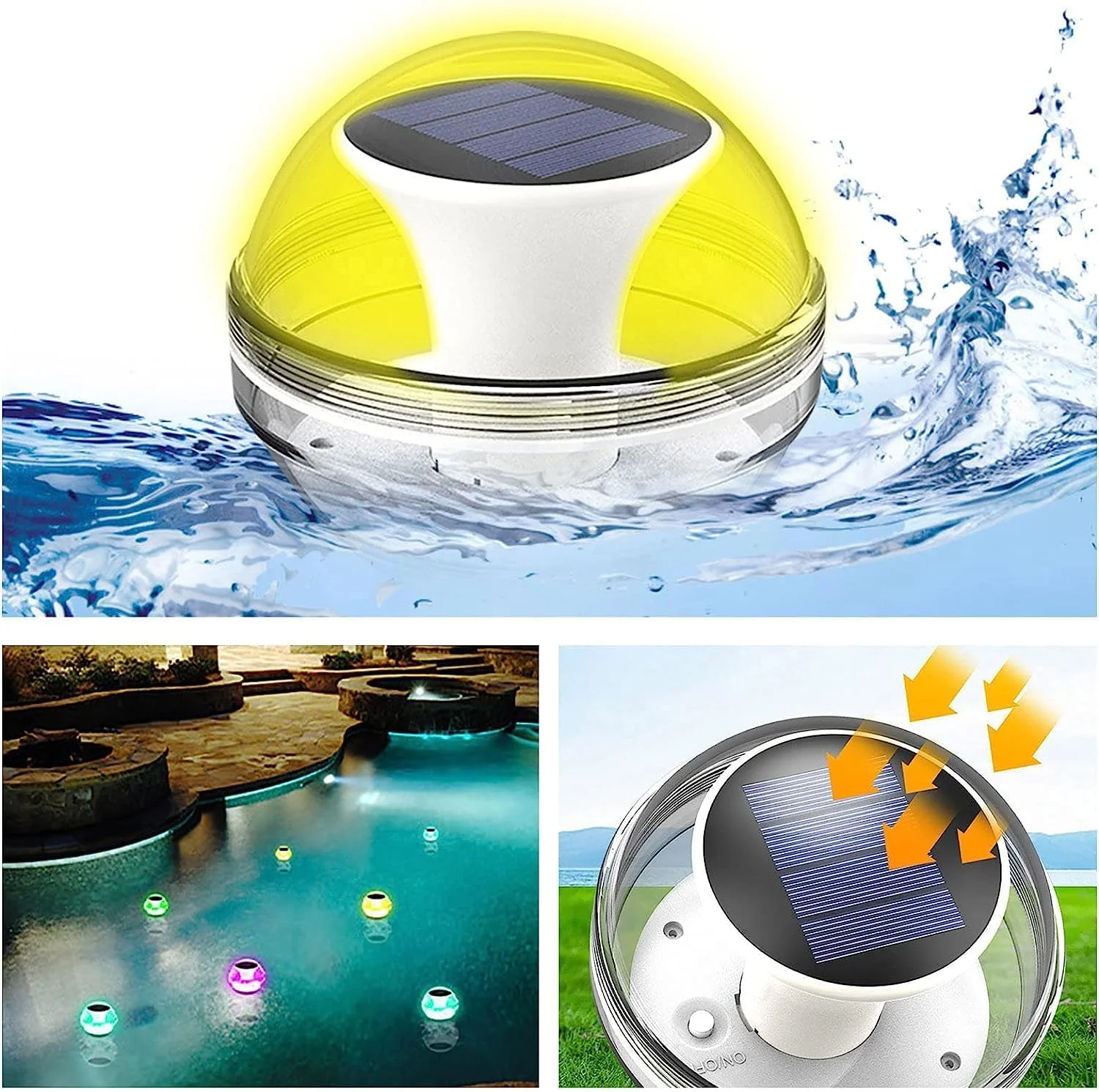 چراغ های خورشیدی شناور استخری Azonee، چراغ شناور تغییر رنگ خورشیدی، چراغ های LED ضد آب برای حوض، توپ های نورانی، چراغ برای استخر، باغ، حیاط، دکوراسیون فضای باز چراغ های خورشیدی شناور استخری Azonee، چراغ شناور تغییر رنگ خورشیدی، چراغ های LED ضد آب برای حوض، توپ های نورانی، چراغ برای استخر، باغ، حیاط، دکوراسیون فضای باز