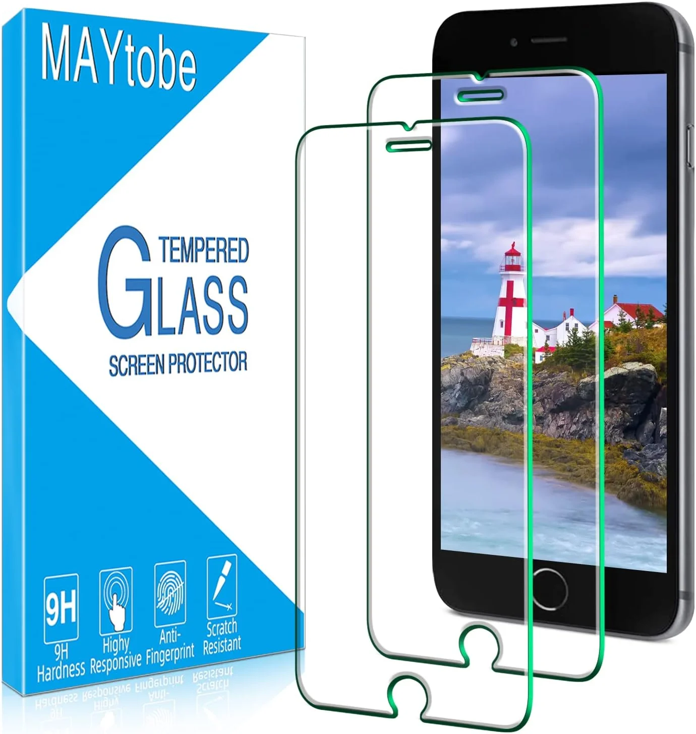محافظ صفحه نمایش شیشه ای حرارت دیده MAYtobe (دو عددی) طراحی شده برای آیفون SE 3، SE 2022، آیفون SE 2، SE 2020، ضد خش و بدون حباب