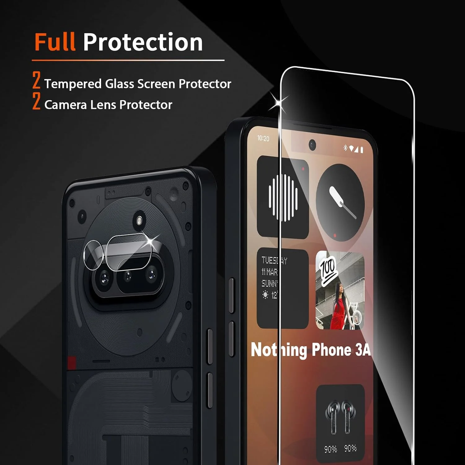 محافظ صفحه نمایش Liilaa برای Nothing Phone (3a)، 2 عدد شیشه حرارت دیده و 2 عدد محافظ لنز دوربین، ضد خش شیشه حرارت دیده با سختی 9H محافظ صفحه نمایش Liilaa برای Nothing Phone (3a)، 2 عدد شیشه حرارت دیده و 2 عدد محافظ لنز دوربین، ضد خش شیشه حرارت دیده با سختی 9H