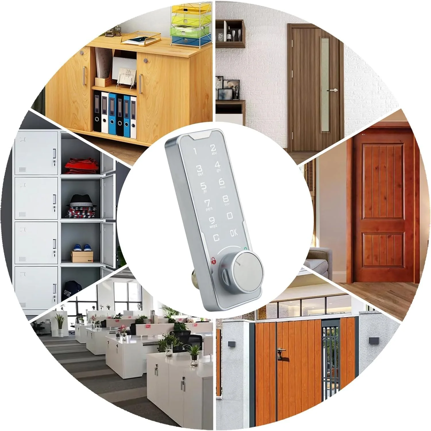 کیت قفل کابینت الکترونیکی هوشمند Azonee، قفل امنیتی رمز عبور با دستگیره و کلید امنیتی، قفل درب با رابط برق اضطراری، قفل درب هوشمند دیجیتال برای سیستم کنترل دسترسی (سفید)