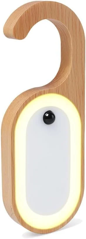 چراغ حسگر حرکتی برای درب، چراغ شب LED دستگیره درب قابل حمل Azonee با استیکر، چراغ گرم چوبی قابل شارژ با باتری برای اتاق خواب و حمام
