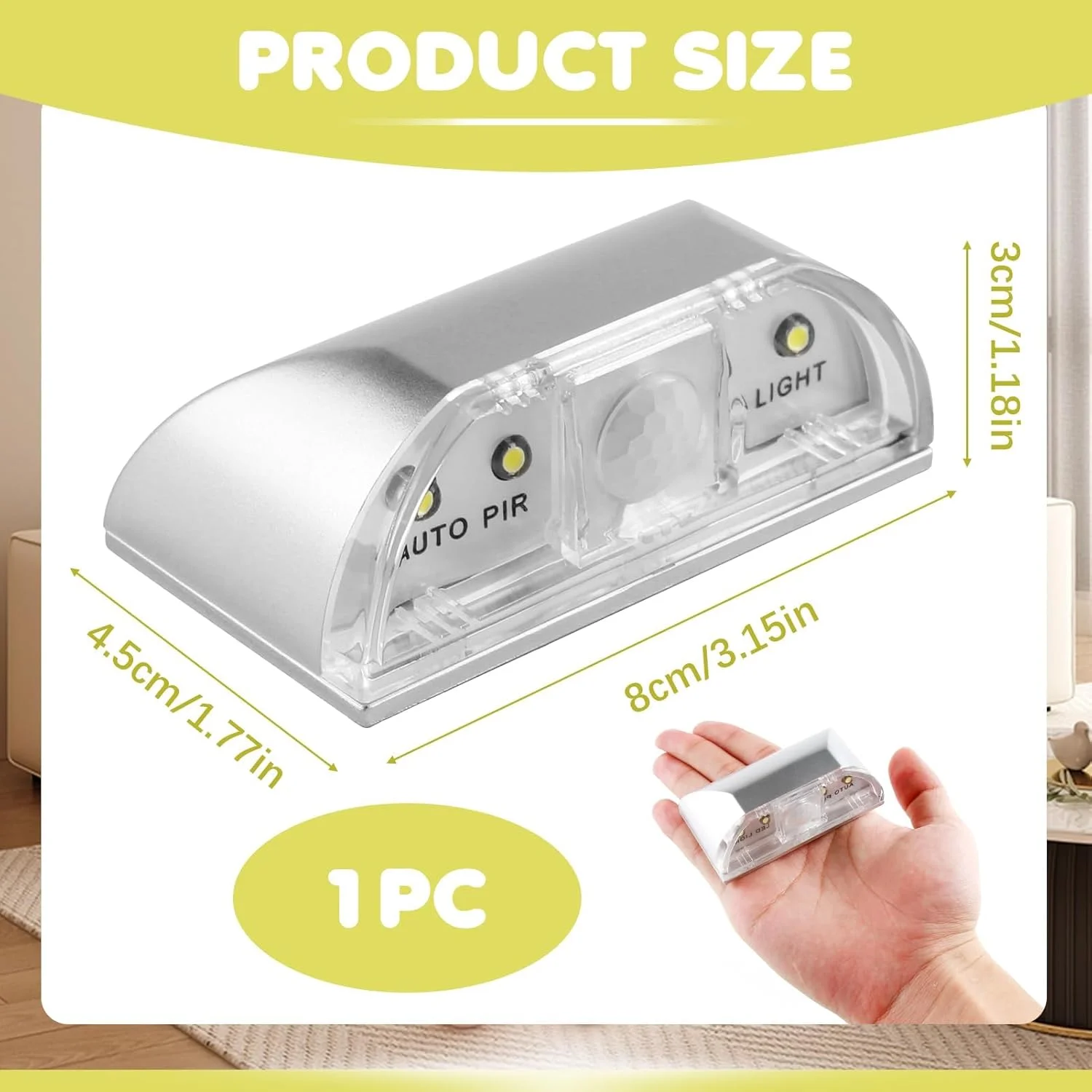 چراغ سوراخ کلید حسگر حرکتی PIR بی سیم Azonee با 4 لامپ LED، چراغ کلید تشخیص خودکار برای درب، راهرو، راه پله و استفاده در داخل/خارج از منزل - چراغ شب چسبی کم مصرف (1 عدد) چراغ سوراخ کلید حسگر حرکتی PIR بی سیم Azonee با 4 لامپ LED، چراغ کلید تشخیص خودکار برای درب، راهرو، راه پله و استفاده در داخل/خارج از منزل - چراغ شب چسبی کم مصرف (1 عدد)