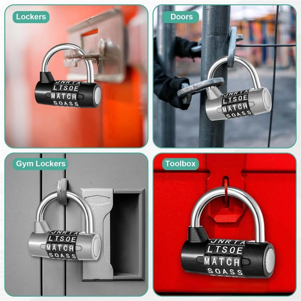 قفل ترکیبی 5 رقمی Azonee، قفل فلزی سنگین، قفل ایمنی بدون کلید قابل تنظیم مجدد برای کمدهای باشگاه مدرسه، جعبه ابزار، کابینت قفل دار، 2 عدد، نقره ای و مشکی