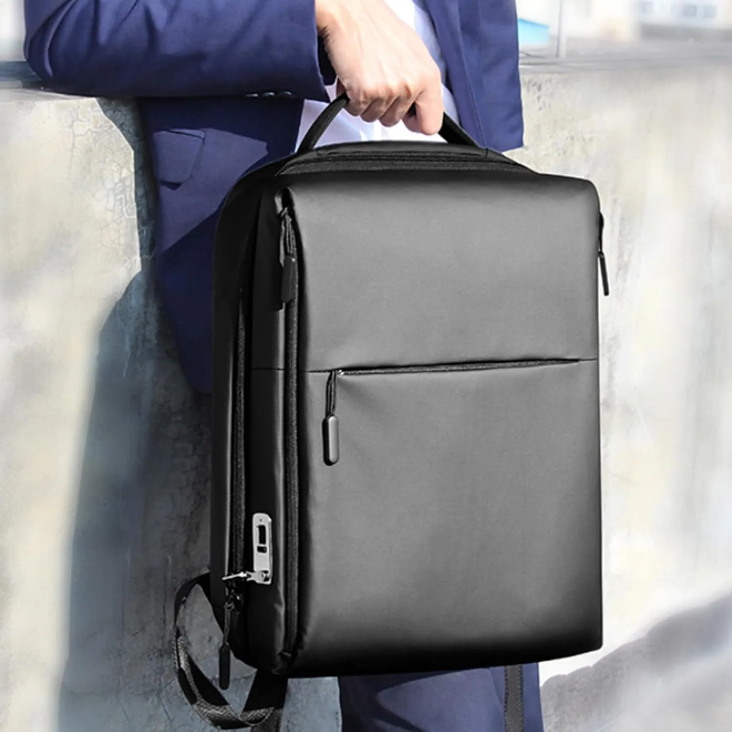 قفل اثر انگشت Azonee، قفل اثر انگشت قابل حمل ضد سرقت برای کیف و چمدان، قابل شارژ USB، حالت آماده به کار 12 ماهه، ضد آب IP65، شناسایی 360 درجه برای کیف دستی، کوله پشتی مناسب برای مسافرت (مشکی)