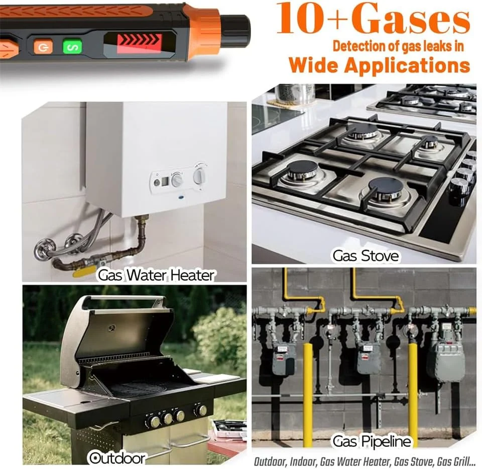 آشکارساز گاز طبیعی Azonee، ردیاب قابل حمل نشت گازهای قابل احتراق با آلارم صوتی و LCD برای ایمنی خانه، شامل 2 باتری آشکارساز گاز طبیعی Azonee، ردیاب قابل حمل نشت گازهای قابل احتراق با آلارم صوتی و LCD برای ایمنی خانه، شامل 2 باتری