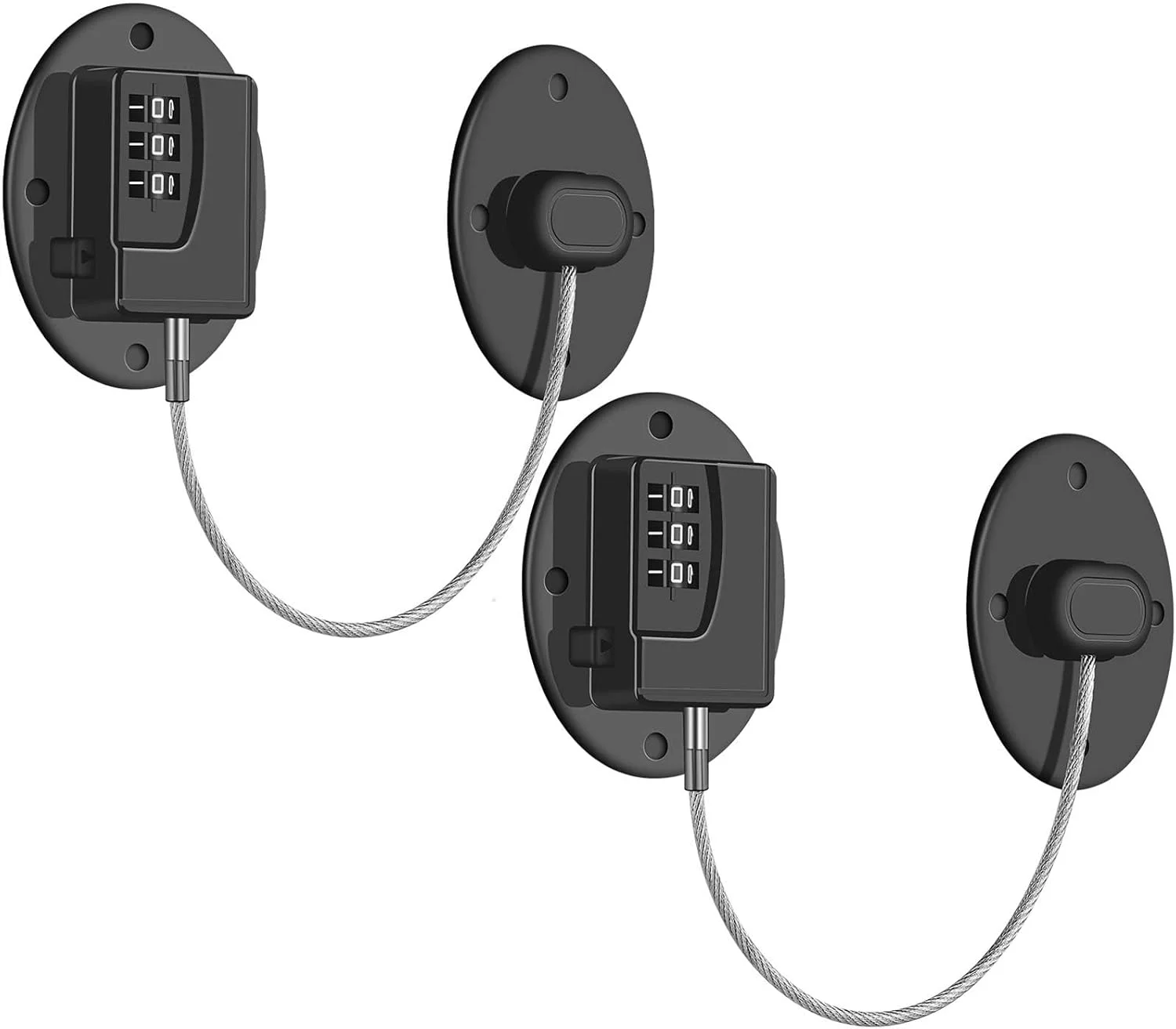 قفل یخچال Azonee، قفل ترکیبی سنگین برای یخچال، قفل کابینت ایمن برای کودکان، قفل ایمنی خود چسب برای یخچال، فریزر، اجاق گاز و کشوها، بسته 2 عددی (مشکی)