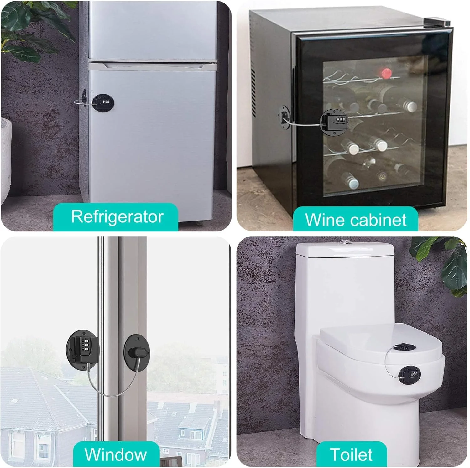 قفل یخچال Azonee، قفل ترکیبی سنگین برای یخچال، قفل کابینت ایمن برای کودکان، قفل ایمنی خود چسب برای یخچال، فریزر، اجاق گاز و کشوها، بسته 2 عددی (مشکی)