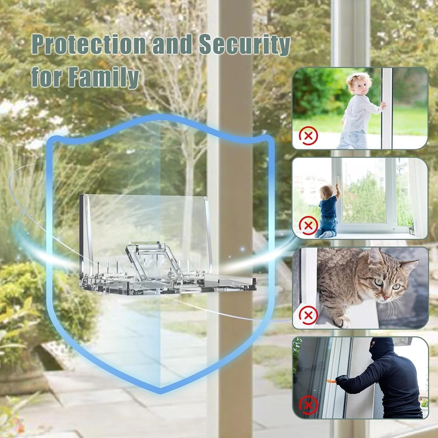 قفل درب کشویی Azonee – قفل ایمنی کودک ارتقا یافته برای درها و پنجره های شیشه ای کشویی، چسب قوی بدون نیاز به سوراخ کاری، قفل امنیتی برای پاسیو، کمد و کابینت، ایمن برای حیوانات خانگی و نوزاد، نصب آسان (بسته 4 عددی)