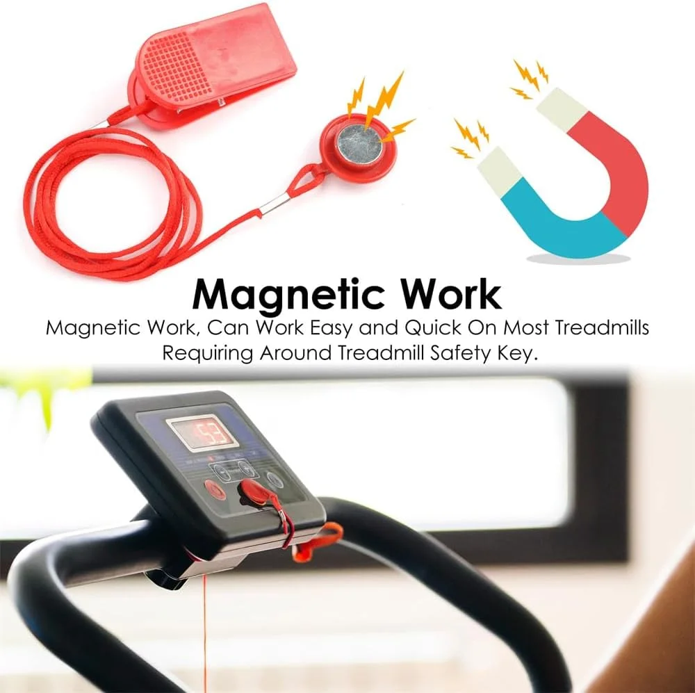 کلید ایمنی تردمیل Azonee، توقف اضطراری تردمیل، سوئیچ توقف مغناطیسی، کیت لوازم جانبی اضطراری قفل ایمنی مغناطیسی سازگار با اکثر تردمیل ها