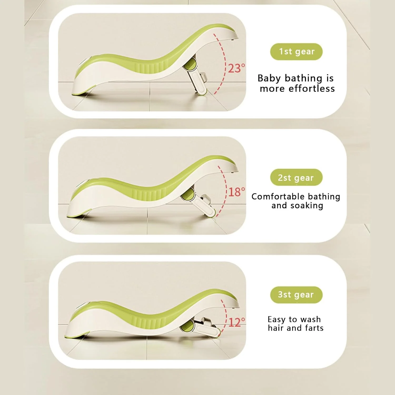 آب تنی کودک آزونه، ضد لغزش راحت با 3 موقعیت خوابیده و دماسنج، پشتیبانی حمام کودک برای استفاده روی پیشخوان، صندلی حمام نوزاد برای وان سینک نوزادان 0-12 ماهه
