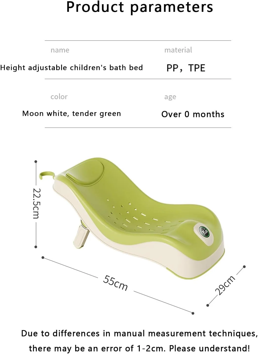 آب تنی کودک آزونه، ضد لغزش راحت با 3 موقعیت خوابیده و دماسنج، پشتیبانی حمام کودک برای استفاده روی پیشخوان، صندلی حمام نوزاد برای وان سینک نوزادان 0-12 ماهه