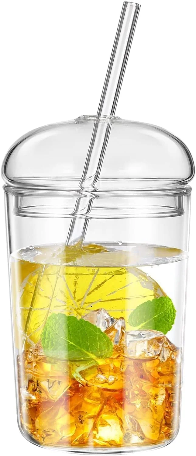 لیوان شیشه ای ChicAbode با نی و درب، لیوان اسموتی شیشه ای 470 میلی لیتری، فنجان نوشیدنی مقاوم در برابر حرارت، فنجان قهوه شفاف، ماگ بزرگ آب، تمیز کردن آسان، بادوام، برای مسافرت در فضای باز منزل لیوان شیشه ای ChicAbode با نی و درب، لیوان اسموتی شیشه ای 470 میلی لیتری، فنجان نوشیدنی مقاوم در برابر حرارت، فنجان قهوه شفاف، ماگ بزرگ آب، تمیز کردن آسان، بادوام، برای مسافرت در فضای باز منزل