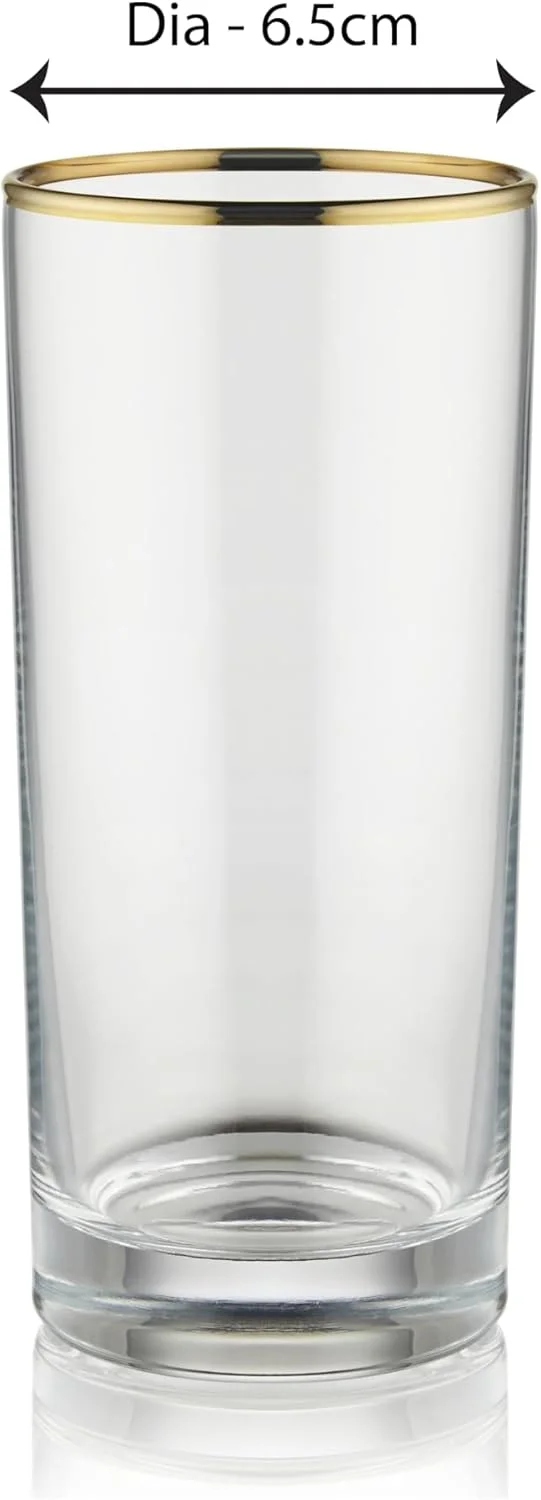 بلک استون ست 3 تایی لیوان بلند شیشه ای مدل Double Old Fashioned Rocks با حجم 380 میلی لیتر، ساخت ترکیه (حاشیه طلایی)