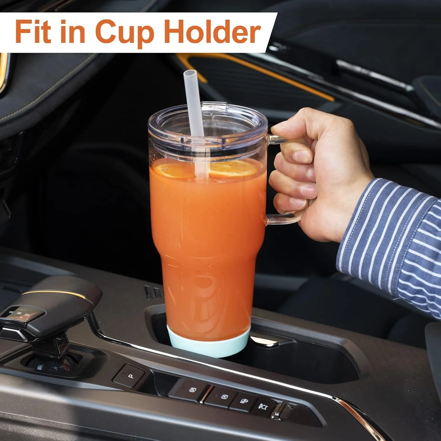 Azonee 32 oz Glass Tumbler with Handle, Glass Water Bottles with Lid and Straw, Reusable Iced Coffee Cup with Silicone Bumper for Beer - Fits in Car Holder, BPA Free, Leak Proof, Dishwasher Safe Azonee 32 oz Glass Tumbler with Handle, Glass Water Bottles with Lid and Straw, Reusable Iced Coffee Cup with Silicone Bumper for Beer - Fits in Car Holder, BPA Free, Leak Proof, Dishwasher Safe