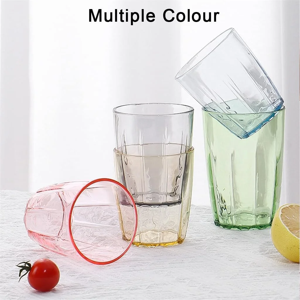 Joyzzz Unbreakable Cup, 6 Pcs 14 oz Unbreakable Acrylic Drinking Cups, Reusable Plastic Drinking Glasses, Stackable Beverage Tumbler for Juice, Lemonade, Ice Coffee, BPA-free, Dishwasher Safe