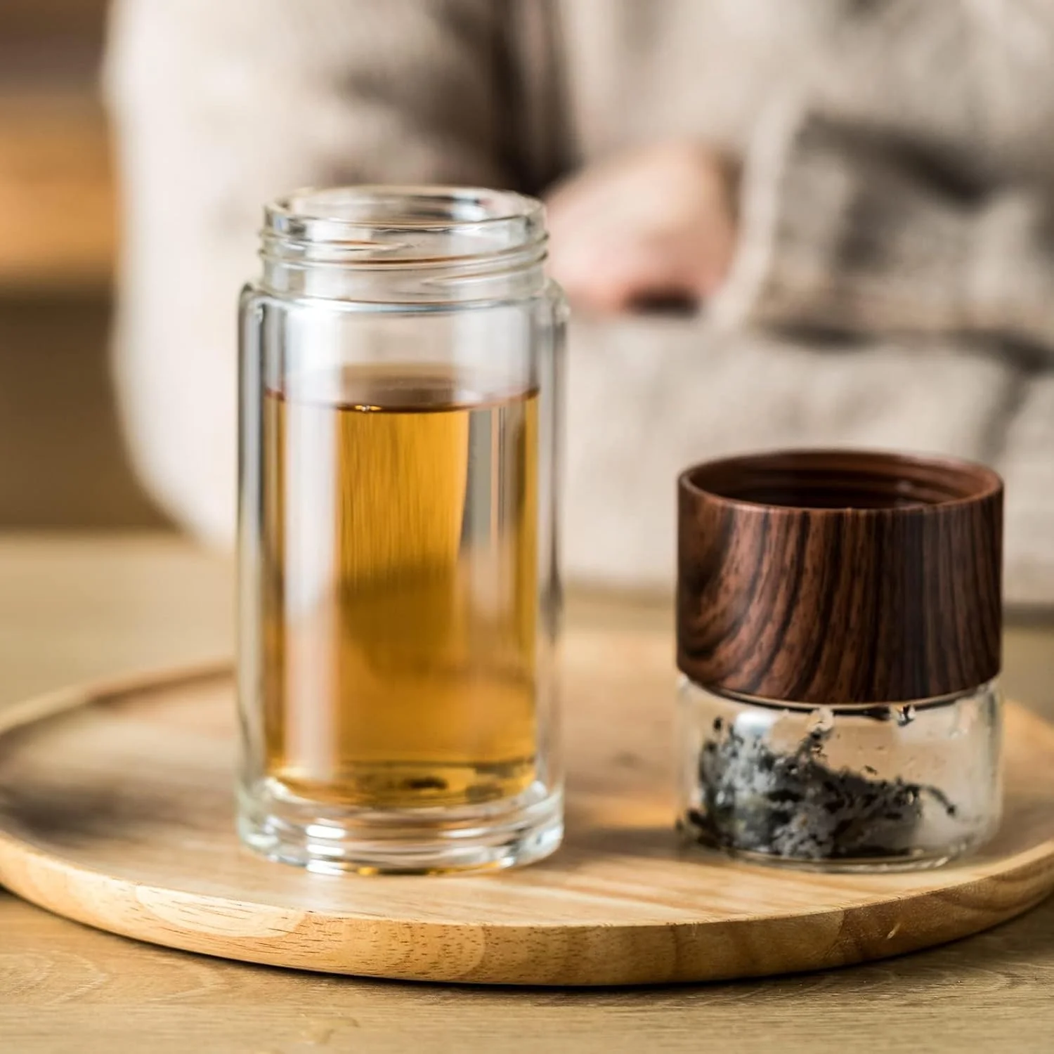 Azonee Double Glazed Tea Mug, 12.5Oz Glass Water Bottle with Tea Infuser Portable Tea Tumbler Travel Tea Mug for Tea, Coffee, Cold Water, Hot Water Azonee Double Glazed Tea Mug, 12.5Oz Glass Water Bottle with Tea Infuser Portable Tea Tumbler Travel Tea Mug for Tea, Coffee, Cold Water, Hot Water