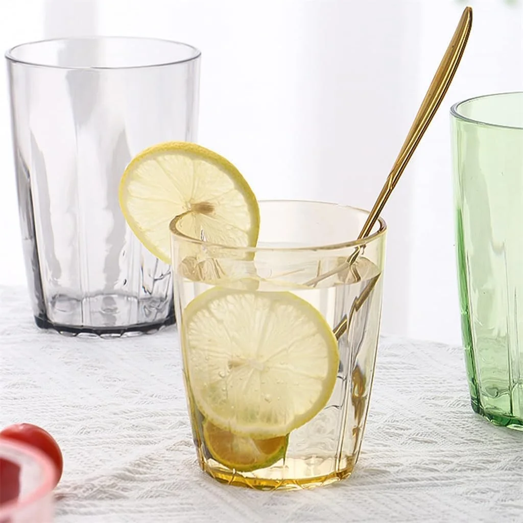 Joyzzz Unbreakable Cup, 6 Pcs 14 oz Unbreakable Acrylic Drinking Cups, Reusable Plastic Drinking Glasses, Stackable Beverage Tumbler for Juice, Lemonade, Ice Coffee, BPA-free, Dishwasher Safe