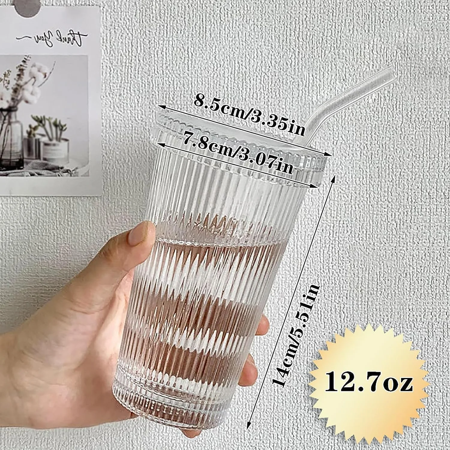 لیوان شیشه ای شفاف MIOTEQ با راه راه، فنجان شیشه ای، فنجان قهوه با درب و نی، لیوان نوشیدنی برای قهوه سرد، شیر، موکا، چای، آبمیوه، آب لیوان شیشه ای شفاف MIOTEQ با راه راه، فنجان شیشه ای، فنجان قهوه با درب و نی، لیوان نوشیدنی برای قهوه سرد، شیر، موکا، چای، آبمیوه، آب