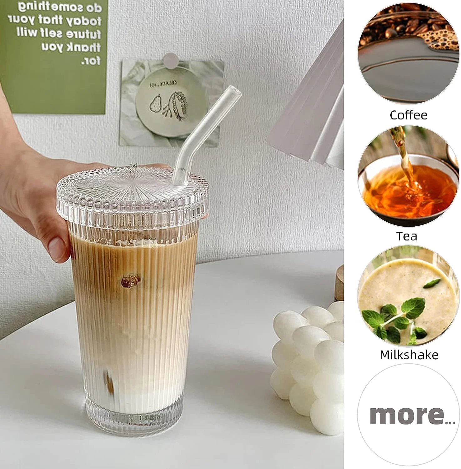 لیوان شیشه ای شفاف MIOTEQ با راه راه، فنجان شیشه ای، فنجان قهوه با درب و نی، لیوان نوشیدنی برای قهوه سرد، شیر، موکا، چای، آبمیوه، آب لیوان شیشه ای شفاف MIOTEQ با راه راه، فنجان شیشه ای، فنجان قهوه با درب و نی، لیوان نوشیدنی برای قهوه سرد، شیر، موکا، چای، آبمیوه، آب