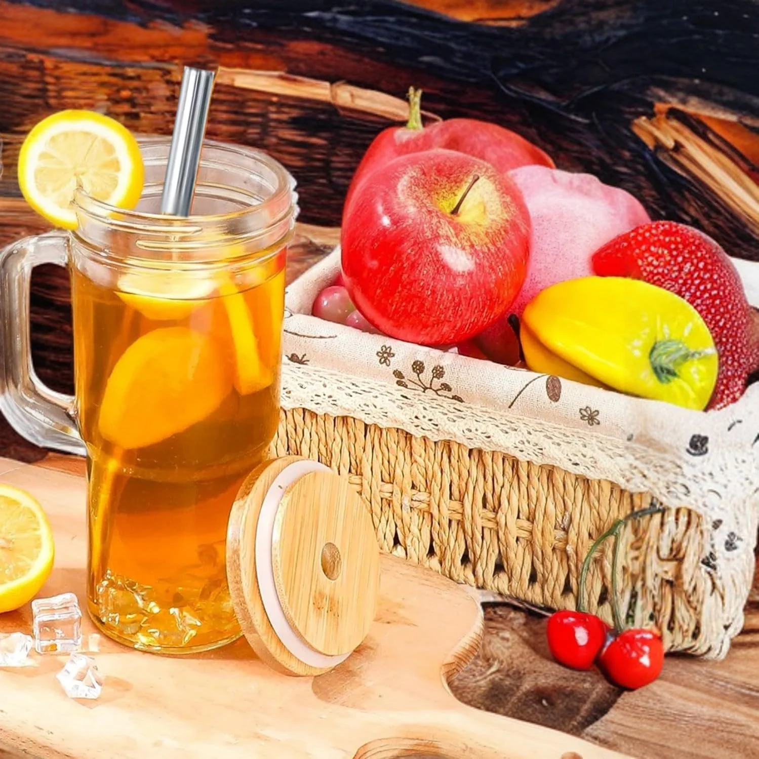 لیوان های شیشه ای NALACAL با درب بامبو و نی، لیوان های Tumbler با دسته 710 میلی لیتر، شیشه های دهان گشاد قابل استفاده مجدد، لیوان بوبا، لیوان اسموتی، لیوان قهوه سرد، لیوان مسافرتی لیوان های شیشه ای NALACAL با درب بامبو و نی، لیوان های Tumbler با دسته 710 میلی لیتر، شیشه های دهان گشاد قابل استفاده مجدد، لیوان بوبا، لیوان اسموتی، لیوان قهوه سرد، لیوان مسافرتی