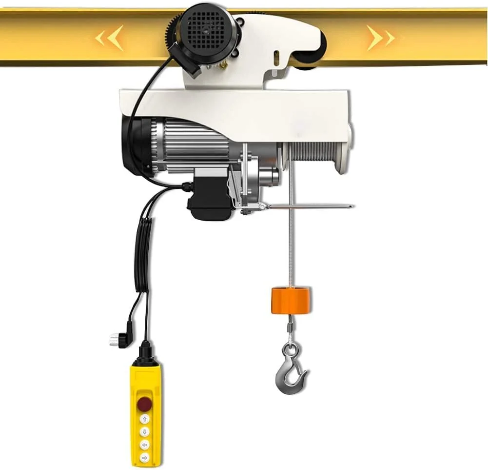جرثقیل برقی کوچک DSFSDG، طول سیم بکسل 20 متر، بالابر 580/650 وات با ترولی برقی، جرثقیل با دکمه اضطراری ماشین اسپرت 220 ولت