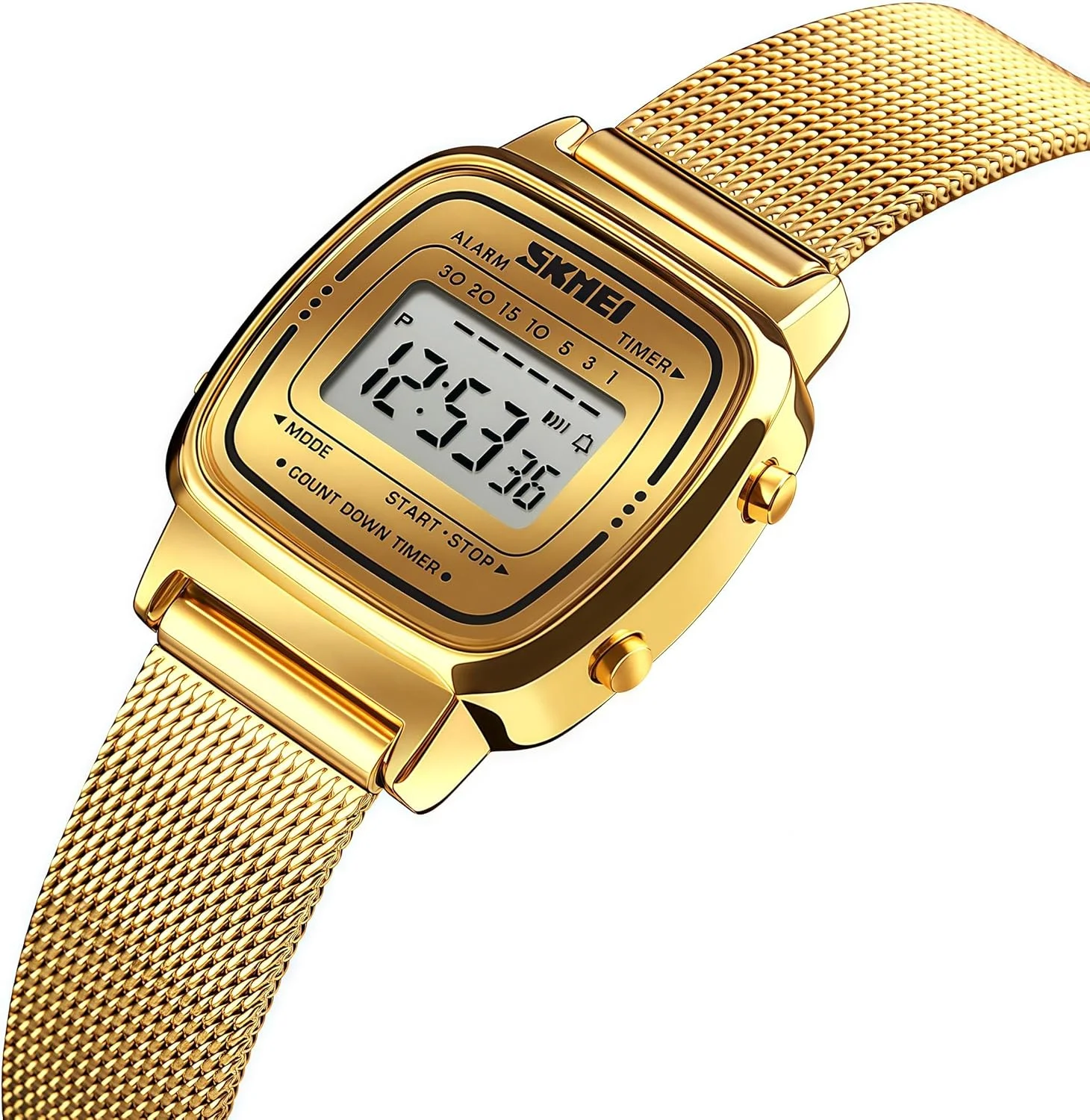 ساعت مچی کوارتز زنانه آزون – ساعت آنالوگ فوق العاده باریک و ظریف، بند استیل حصیری – ساعت مچی کوچک برای زنان و دختران (طلایی)