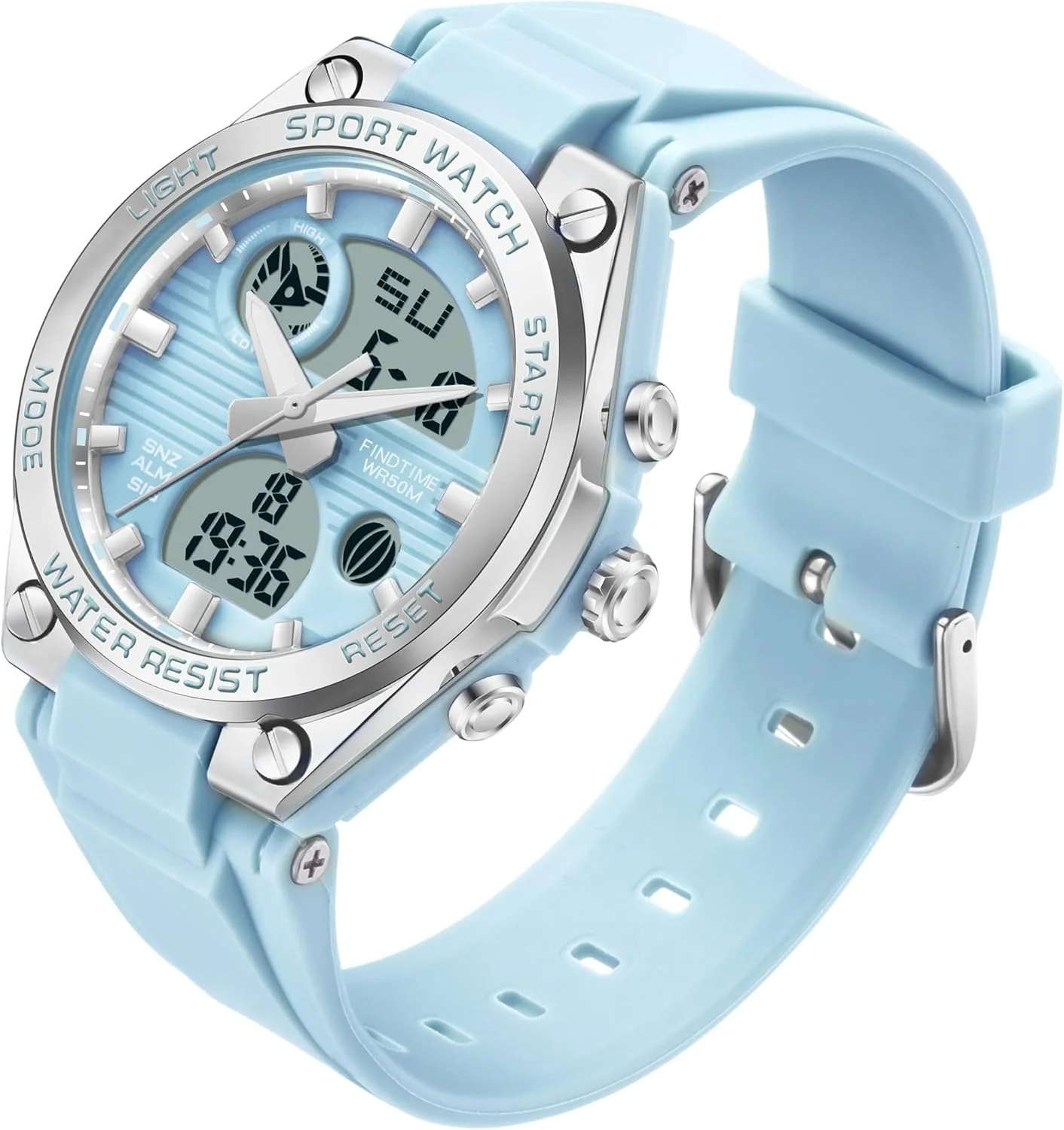 ساعت مچی دیجیتال Azonee زنانه، ساعت ورزشی ضد آب مناسب فضای باز بانوان، دارای زمان دوگانه، تاریخ، نور پس زمینه LED، زنگ هشدار هفتگی، کرنومتر، ساعت مچی با نمایشگر آنالوگ-دیجیتال فشن