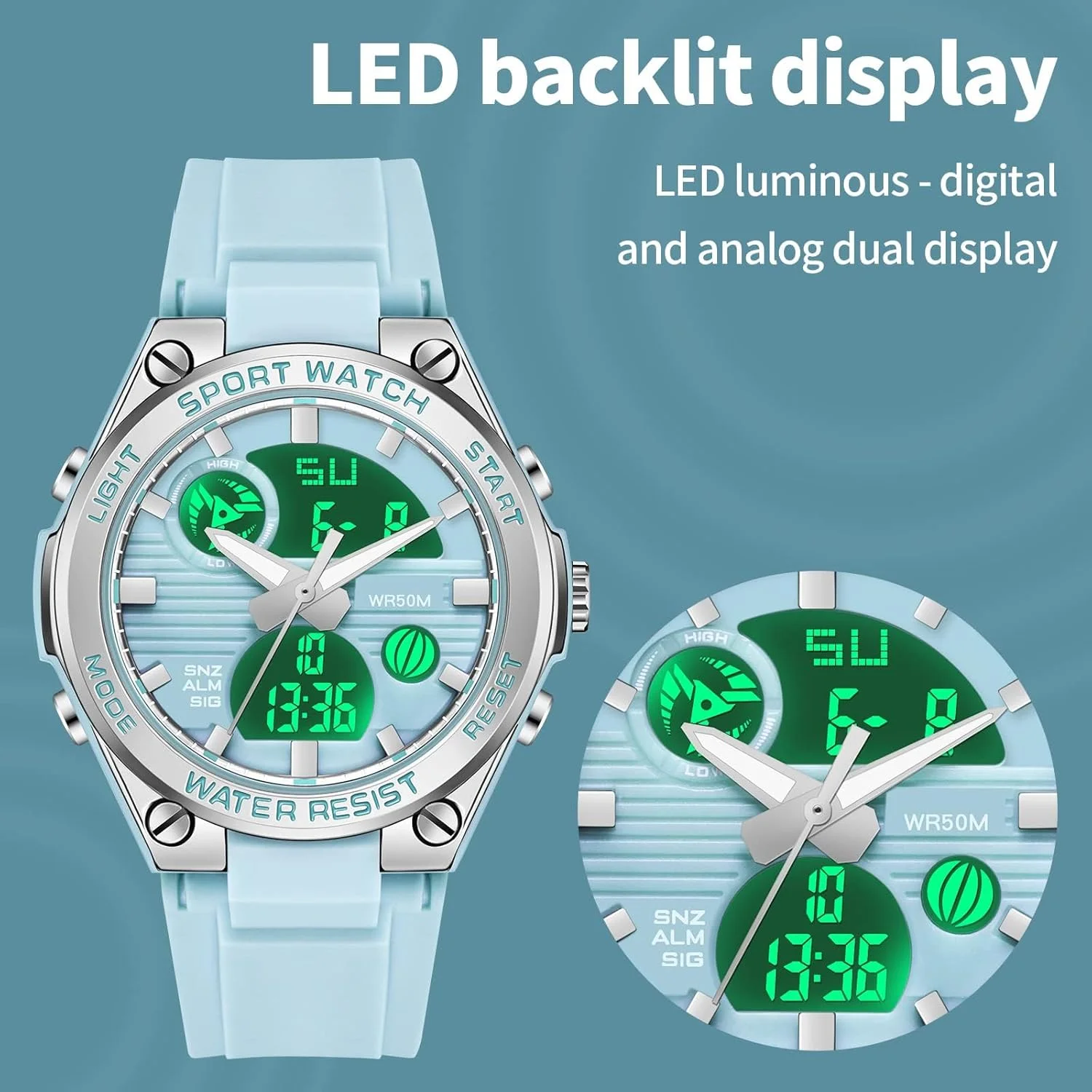 ساعت مچی دیجیتال Azonee زنانه، ساعت ورزشی ضد آب مناسب فضای باز بانوان، دارای زمان دوگانه، تاریخ، نور پس زمینه LED، زنگ هشدار هفتگی، کرنومتر، ساعت مچی با نمایشگر آنالوگ-دیجیتال فشن ساعت مچی دیجیتال Azonee زنانه، ساعت ورزشی ضد آب مناسب فضای باز بانوان، دارای زمان دوگانه، تاریخ، نور پس زمینه LED، زنگ هشدار هفتگی، کرنومتر، ساعت مچی با نمایشگر آنالوگ-دیجیتال فشن