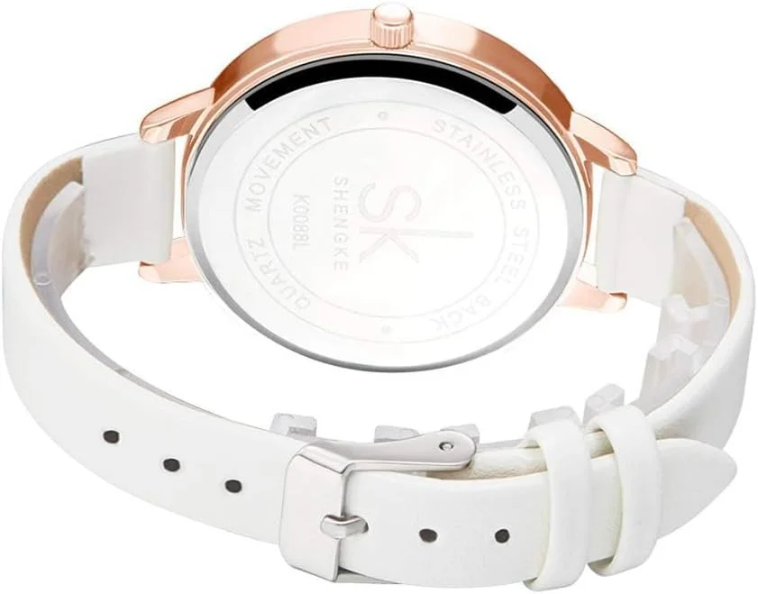 ساعت مچی زنانه بند چرمی اصل، Azonee، ساعت های الماس زنانه ظریف و خلاقانه طرح ماه ساده، ساعت مچی تجاری زنانه