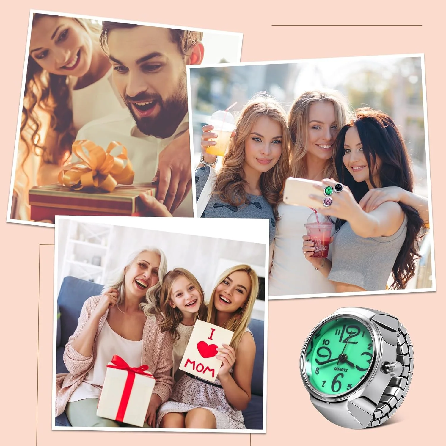 مجموعه ساعت انگشتی مردانه و زنانه آزونه، 10 عدد ساعت حلقه ای قابل تنظیم، ساعت های حلقه ای انگشتی کوارتز گرد خلاقانه با بند الاستیک برای کریسمس، تولد، روز ولنتاین مجموعه ساعت انگشتی مردانه و زنانه آزونه، 10 عدد ساعت حلقه ای قابل تنظیم، ساعت های حلقه ای انگشتی کوارتز گرد خلاقانه با بند الاستیک برای کریسمس، تولد، روز ولنتاین